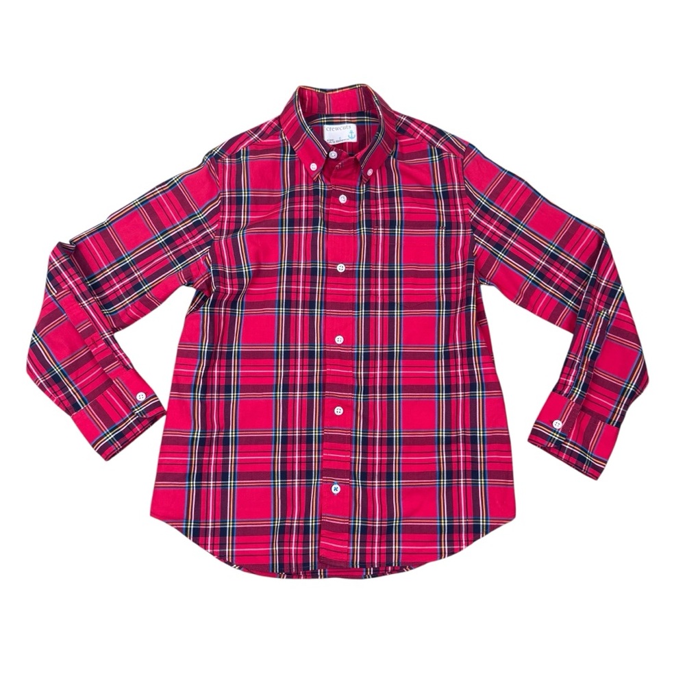 Crewcuts J. Crew Red Plaid Button Down Long Sleeve Shirt Boys Size 8